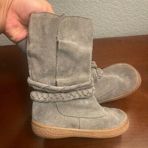Livie & Luca Suede Braided Boots in Gray